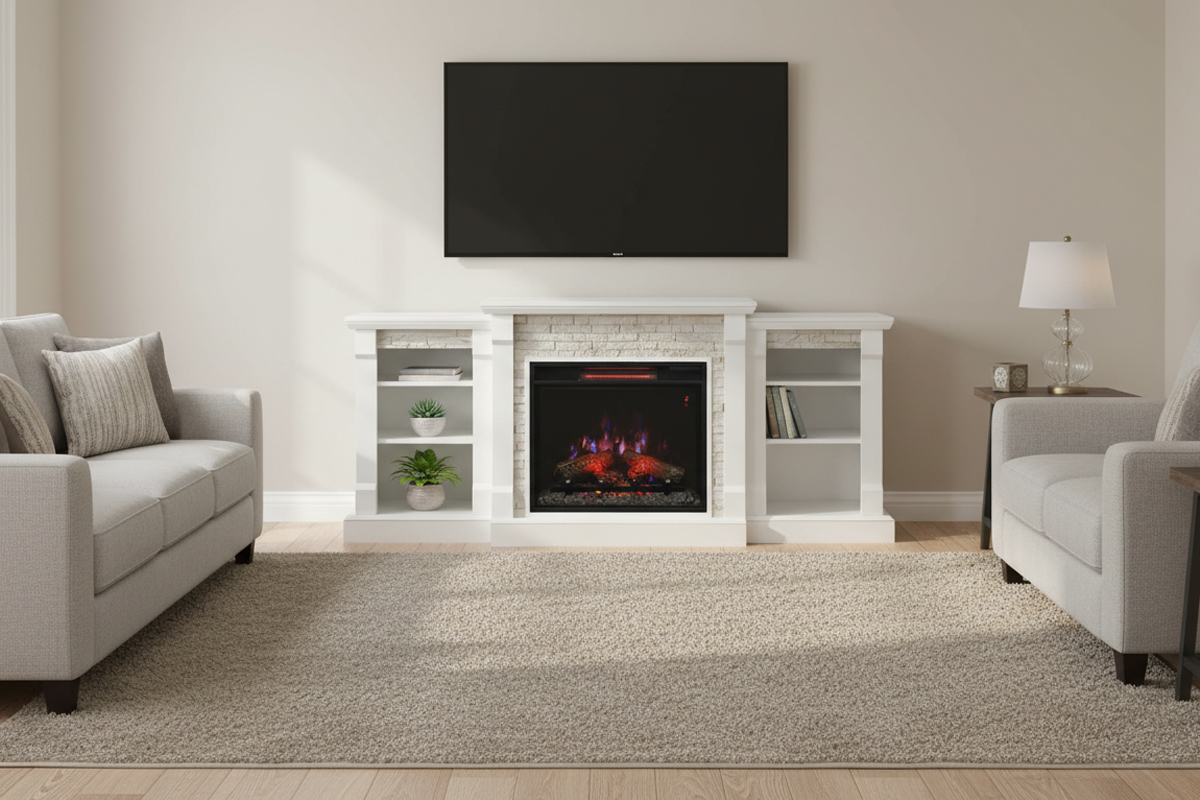 23インチ電気暖炉 ギャラティン（ブックケース付き）