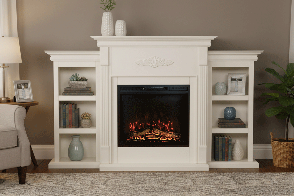 23インチ電気暖炉テニソン（ブックケース付き）